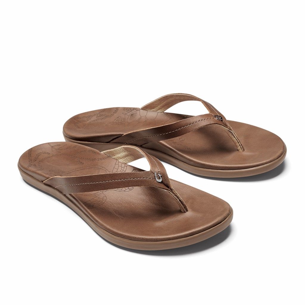 Olukai Women's Honu Flip Flop - Tan US196-487